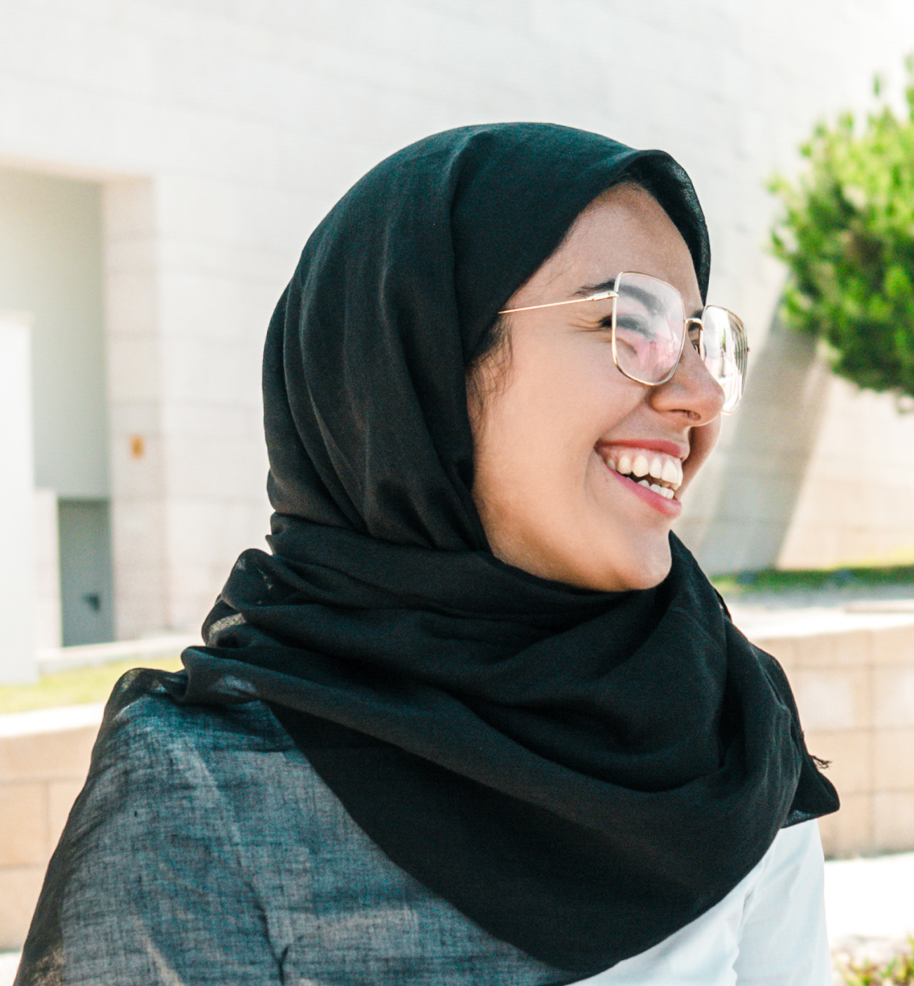 Woman smiling wearing a hijab